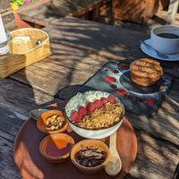Cacao bowl & vegan muffin at Cafe Bohème   in Antigua