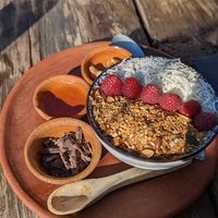 Yummy cacao bowl! at Cafe Bohème   in Antigua