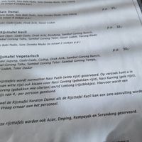 Vegetarian ricetable on menu. Ask to have it vegan at Keraton Damai in The Hague