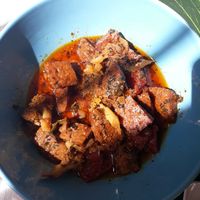 Seitán estofado at Raco de Les Fades in Alp