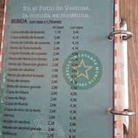 Carta bebida at Patio de Vecinas in Almeria