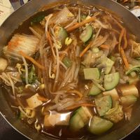 Spicy kimchi noodles  at Amitabul in Chicago