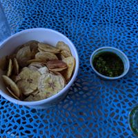 Plantain chips with mojo sauce. at The Pineapple Room in Kapaa