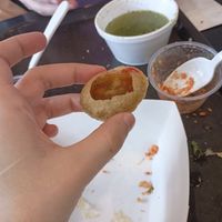 Pani puri (filled) at Annapurna in Chicago