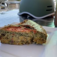 Chickpea frittata 🌱 My favorites are the cashew Mac n cheese & the squash enchilada casserole!   at Roots Zero Waste Market in Boise