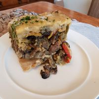 We split our takeaway Shepherd's Pie to heat at home....fabulous hearty flavors that reheated beautifully.   A vegan AND gluten-free offering we were happy to enjoy!  More, please. at Roots Zero Waste Market in Boise