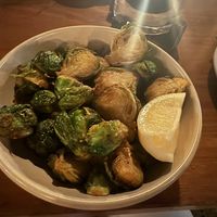 The menu changes frequently and always includes several vegan options. The roasted Brussels sprouts are a new addition to the menu.   at 4 Pines in Newport