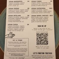 Vegan Menu May 2024 at Pizza Farro in Windsor