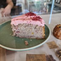Raspberry cake at Willow Wine Cafe in Kingsville