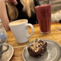 Cake, berry smoothie and coffeee  at Esquires Coffee in Maidstone