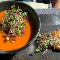 Tomato Brie cheese soup at Noot in Parnu