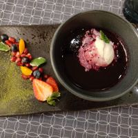 Blueberry soup with banana ice cream at Noot in Parnu