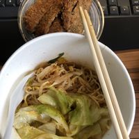 Omni pork cutlet mala noodles!$8.80 grab at Daily Green 吉祥素 - Blk 721 Ang Mo Kio in Northeast Singapore