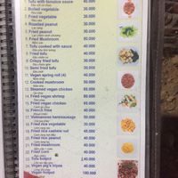 Vegetarian menu  at Sao Khe Restaurant and Homestay in Ninh Xuan