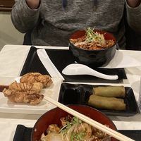 Tofu chilli dons, yubamaki and edamame spring rolls   at Pompoko in Brighton