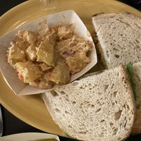 Chickpea sandwich w potato salad side at Square One Cafe in Schenectady