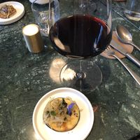 Dish 1 and wine  at Silk Road in Oslo