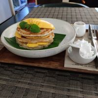 mango pancakes at Downtown - Vegan Garden Restaurant in Chiang Mai