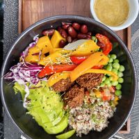 Falafel avocado bowl (180 THB)  at Downtown - Vegan Garden Restaurant in Chiang Mai