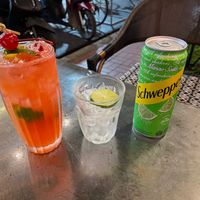 A great custom cocktail they make and a side of lemon lime from Schwepps that I also like at Downtown - Vegan Garden Restaurant in Chiang Mai