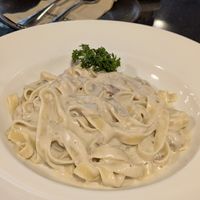 Fettuccine Cream and Champignon at Downtown - Vegan Garden Restaurant in Chiang Mai