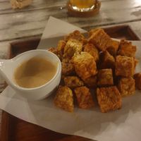 Spiced fried tempeh with some sort of cashew mayo I think  - 5.5/10 the tempeh could've been cooked and flavoured better, soft and not intense at Downtown - Vegan Garden Restaurant in Chiang Mai