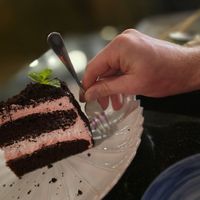 The cake was big :p 150tbh at Downtown - Vegan Garden Restaurant in Chiang Mai