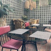 Outside garden seating  at Downtown - Vegan Garden Restaurant in Chiang Mai