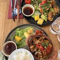 The two vegan main options   at Thuy in Lund