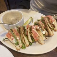 Smoked tofu club with a side of mashed potato’s and gravy 🤤 at The Chicago Diner - Lakeview in Chicago