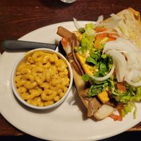 Po boy special with plantains and side of Mac and Cheese at The Chicago Diner - Lakeview in Chicago