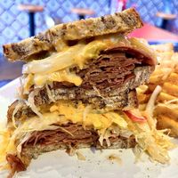 Close up of Reuben sandwich - absolutely phenomenal   at The Chicago Diner - Lakeview in Chicago