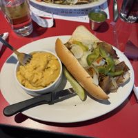 Philly cheesesteak. Cheese added after the fact! Mac n cheese was the best!  at The Chicago Diner - Lakeview in Chicago