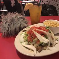 The gyro, Mac and cheeze, delicious ginger soda drink. Don’t mind my Star Trek tribble, he’s my travel buddy! Faux of course! Lol at The Chicago Diner - Lakeview in Chicago