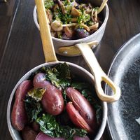 Potatoes and kale and the mushrooms at Caesar's Palace - Gordon Ramsay Hell's Kitchen in Las Vegas
