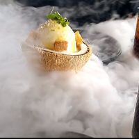 Coconut gelato with mango puree at Caesar's Palace - Gordon Ramsay Hell's Kitchen in Las Vegas