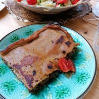 Hot vegetable pie at Bizou Cafe in Corfu