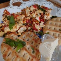 Scrambled tofu AMAZING at Bizou Cafe in Corfu