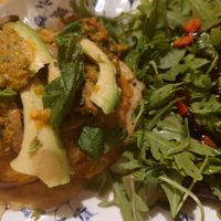 Savoury pancakes (avocado and mushrooms) at Bizou Cafe in Corfu