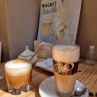 Plant-mylk based coffee variations at Bizou Cafe in Corfu