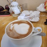 Almond milk cappuccino at Bizou Cafe in Corfu