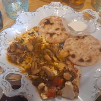 Scrambled Tofu with mushrooms at Bizou Cafe in Corfu