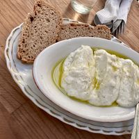 Spicy cheese spread 👍 bread 👎  at Bizou Cafe in Corfu