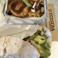 Greek tofu scramble and avocado roll - super delicious ⭐️⭐️⭐️⭐️⭐️😋  at Bizou Cafe in Corfu