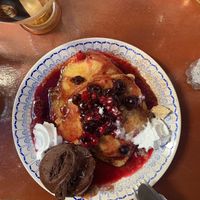 Wild berry pancakes at Bizou Cafe in Corfu