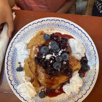 Wild berry pancakes (requested without the usual accompanying ice cream) at Bizou Cafe in Corfu