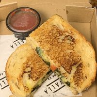 Vegan Margherita grilled cheese with marinara sauce  at Cheesewalla in Redlands