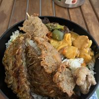 3 bowl with chicken skewer   at Root Vegetarian in Cairns