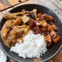 Rice and 3 veggies   at Root Vegetarian in Cairns