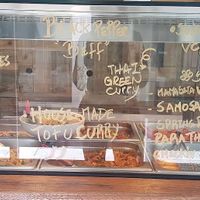 Beautiful display full of yummy vegan food (no garlic, no onion) at Root Vegetarian in Cairns